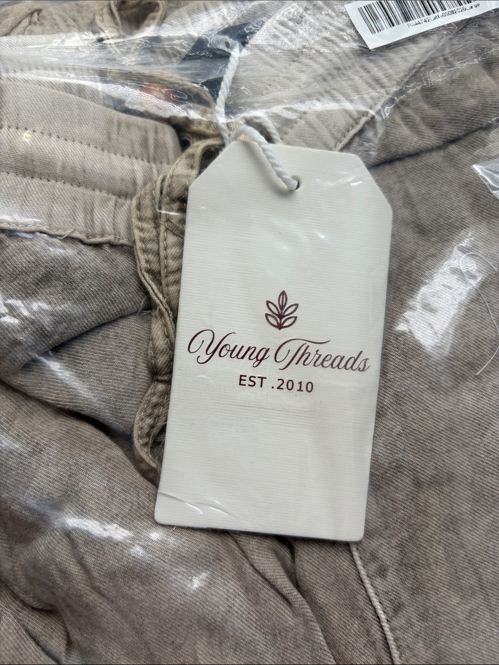 NWT- Tiered Wide-Leg Patchwork Pants - Latte Young Threads - Picture 5 of 14